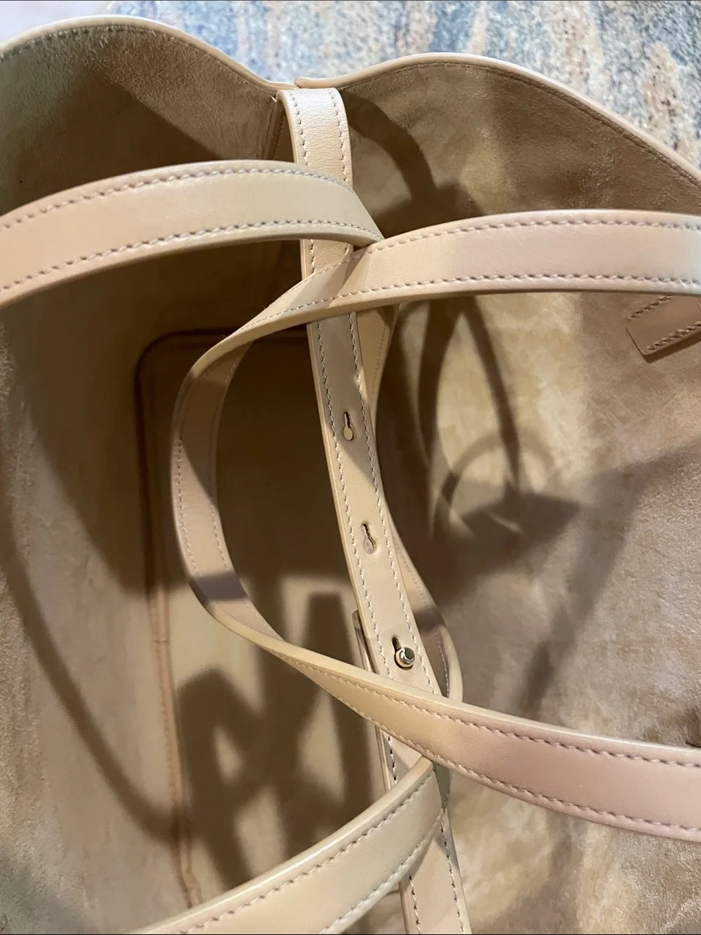 Brand new. Salvatore Ferragamo Yellow and Tan Colorblock Leather Tote with Pouch